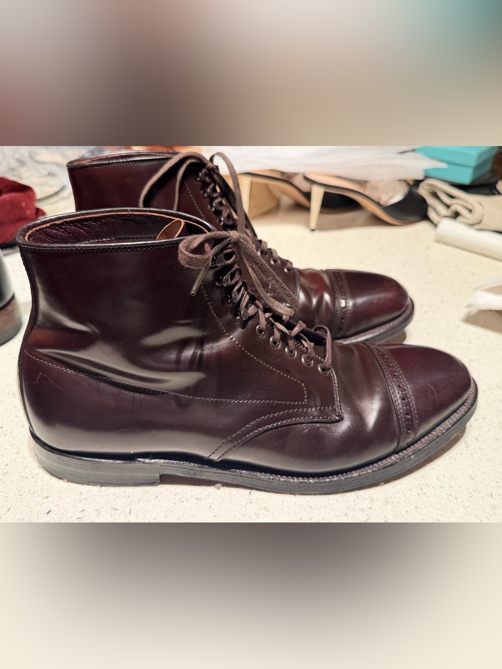 Alden x J crew Men’s Burgundy/Chestnut Leather Cordovan Boots